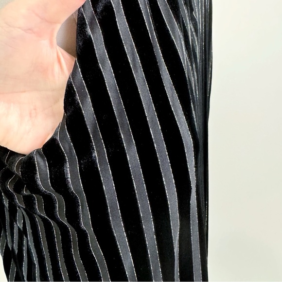 J. Jill Wearever Collection Dress Women's Large Velvet Sleeveless Striped Black - Picture 3 of 14